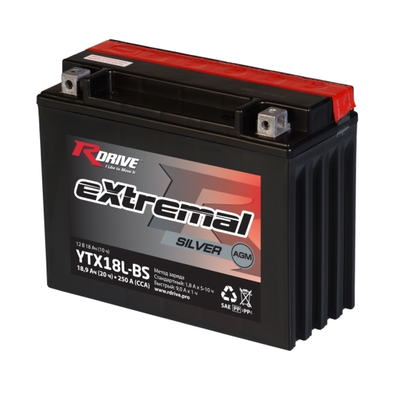 Аккумулятор RDRIVE eXtremal Silver YTX18L-BS / Y50-N18L-A3